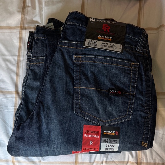 Ariat FR Work Jeans - Men's M4 Relaxed Boot Cut- Deep Blue - Size 35/32
